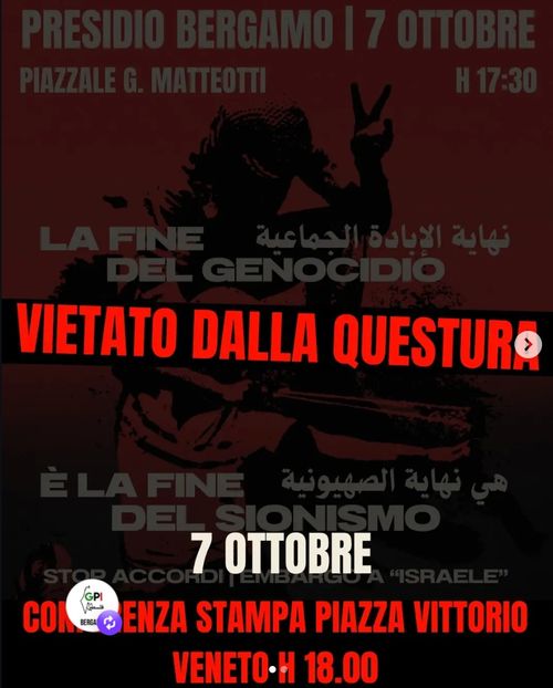 La questura vieta la piazza del 7 Ottobre - Conferenza stampa