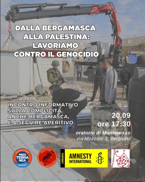 Dalla bergamasca alla Palestina: lavoriamo contro il genocidio