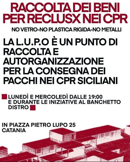 RACCOLTA SOLIDALE PER I RECLUSX NEI CPR 
