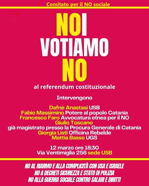 NOI VOTIAMO NO al referendum costituzionale