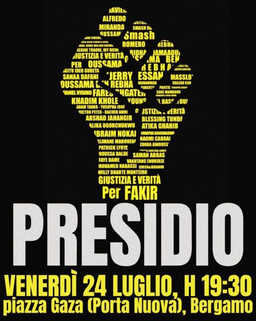 VERITÀ E GIUSTIZIA PER ABDERRAHIM FAKIR - PRESIDIO A BERGAMO