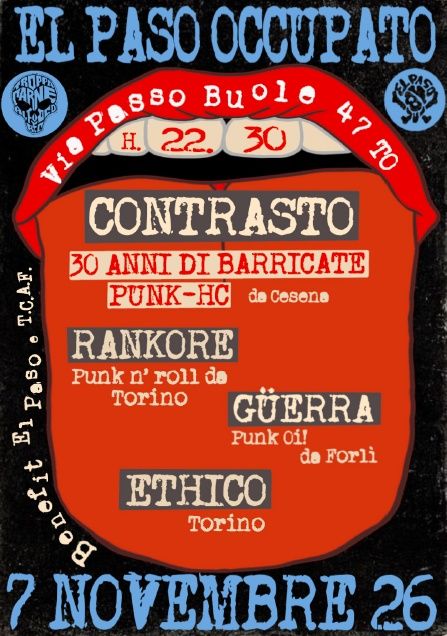 CONTRASTO 30anni di barricate punkhardcore + RANKORE + GüERRA + ETHICO