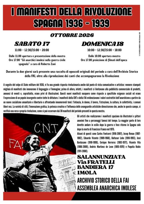 Mostra: I MANIFESTI DELLA RIVOLUZIONE - SPAGNA 1936-1939