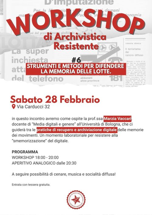 Workshop di archivistica resistente #6