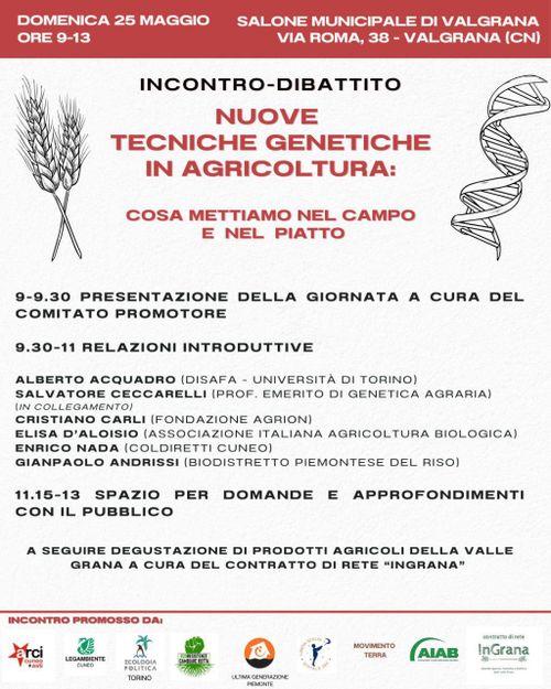 Incontro-dibattito NUOVE TECNICHE GENETICHE IN AGRICOLTURA