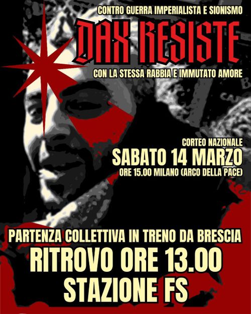 partenza colletiva in treno da Brescia - corteo nazionale DAX RESISTE