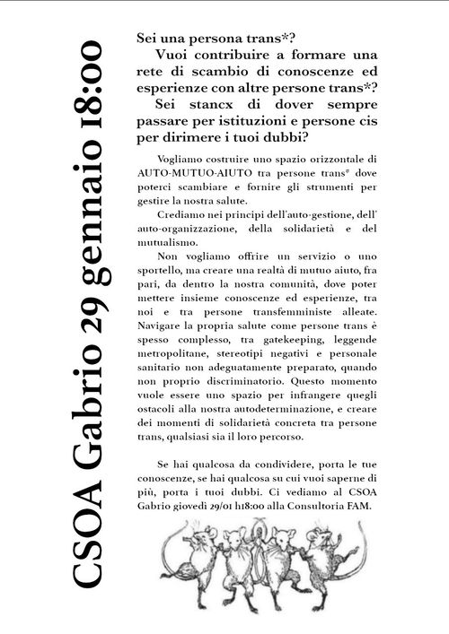 INCONTRO DI MUTUO AIUTO TRANS*