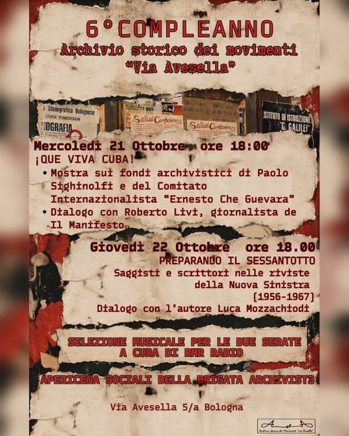 6° COMPLEANNO DELL'ARCHIVIO STORICO DEI MOVIMENTI DI VIA AVESELLA 5/A