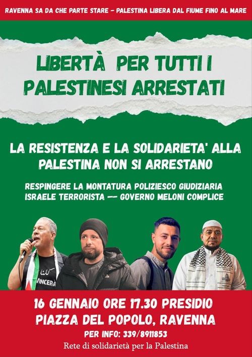 LIBERTÀ PER TUTTI I PALESTINESI ARRESTATI