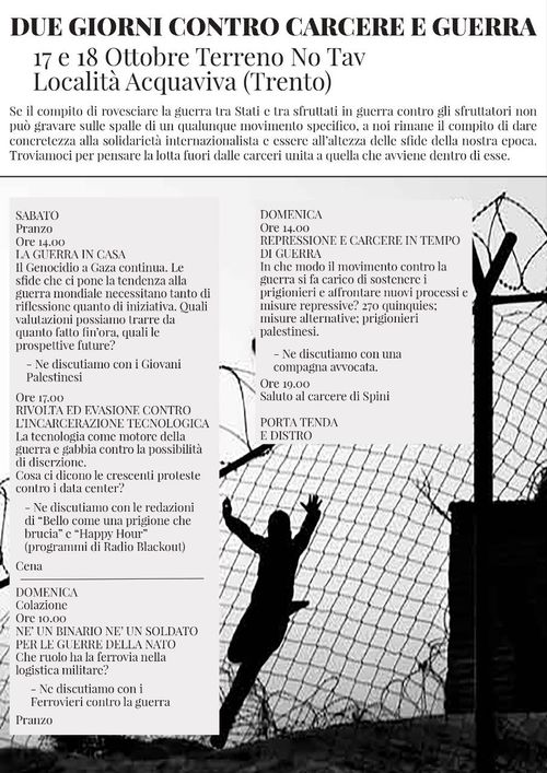 Due giorni contro carcere e guerra