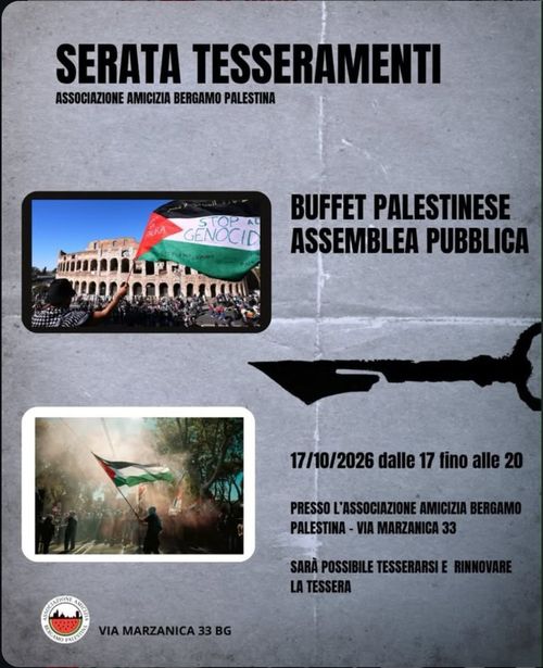 Serata tesseramenti - Associazione amicizia Bergamo Palestina