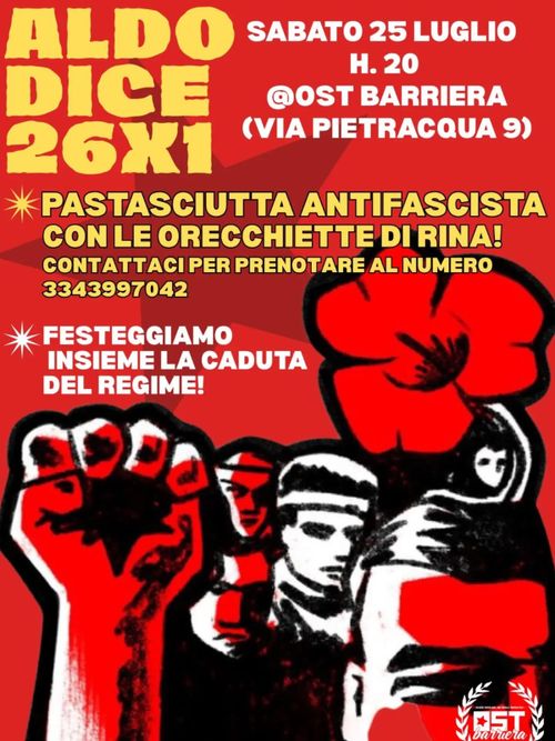 ALDO DICE 26X1  🍝 PASTASCIUTTA ANTIFASCISTA con le orecchiette della nostra Rina!
