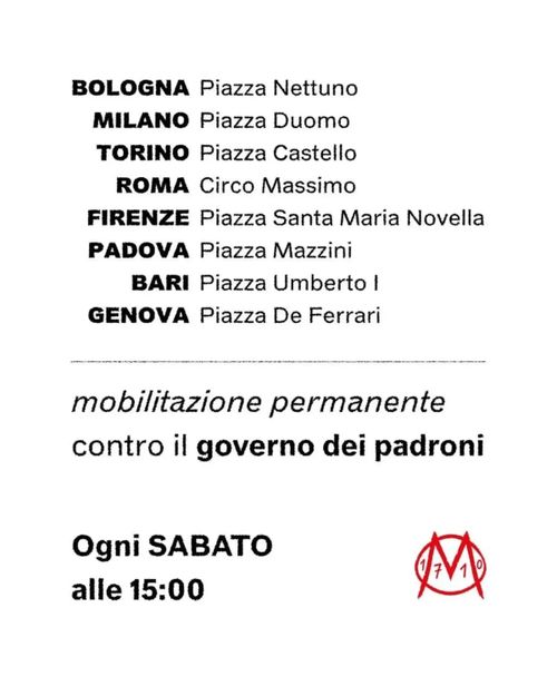 Mobilitazione permanente contro il governo dei padroni